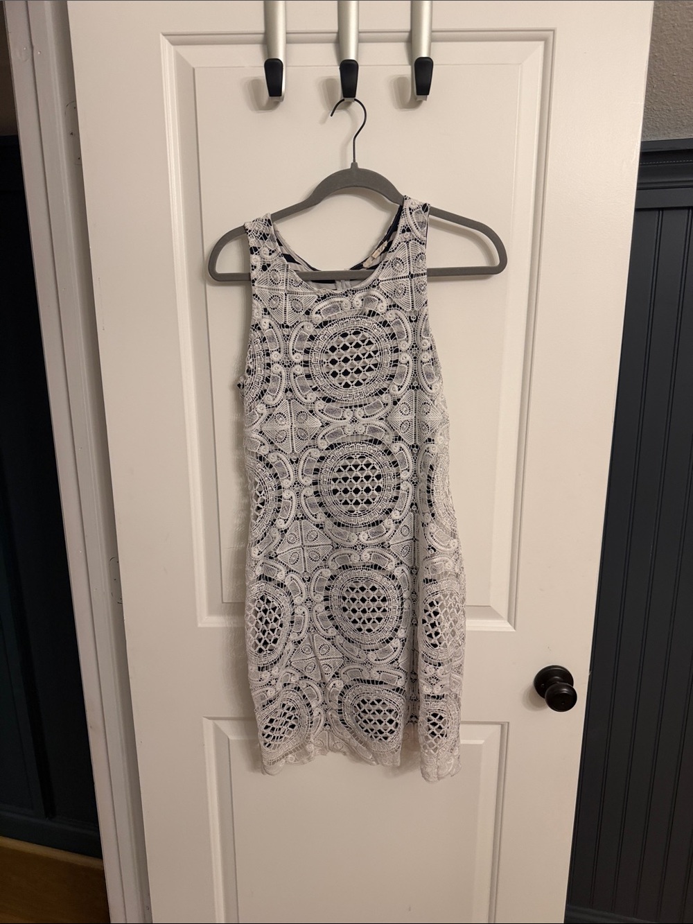 Mystree White Crochet Mini Dress